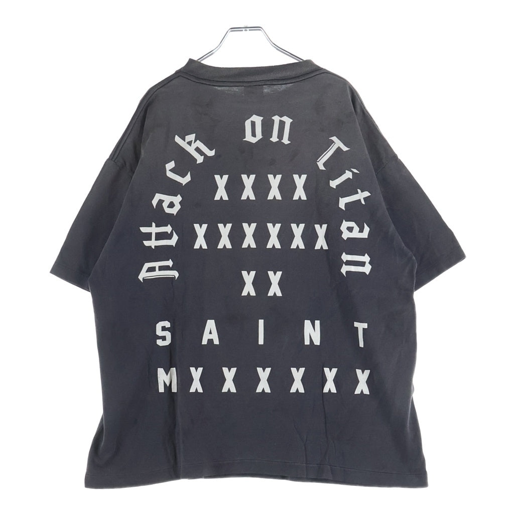 SAINT MICHAEL(セントマイケル) 26SS ATTACK ON TITAN AOT SS TEE 進撃の巨人 アニメ 半袖Tシャツ カットソー ブラック SM-MK8-0000-C77 SM-MK8-0000-C77