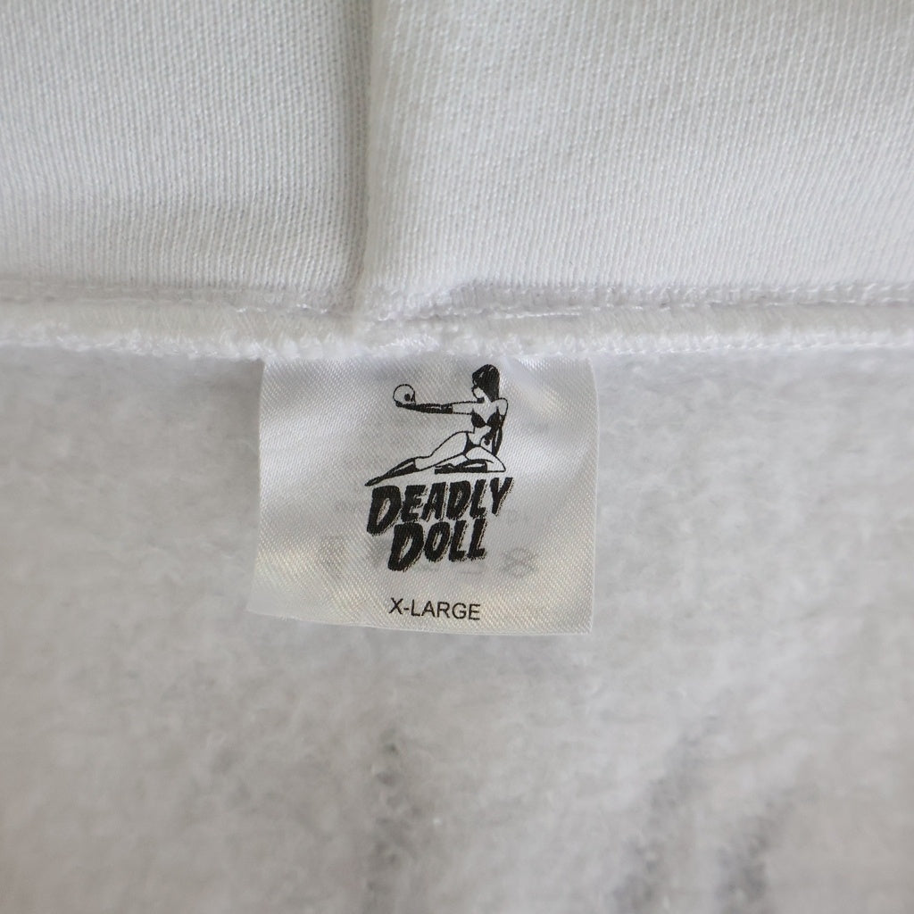 Deadly Doll(デッドリードール) ×KEN CARSON ZIP UP HOODIE グラフィックプリント フルジップパーカーホワイト