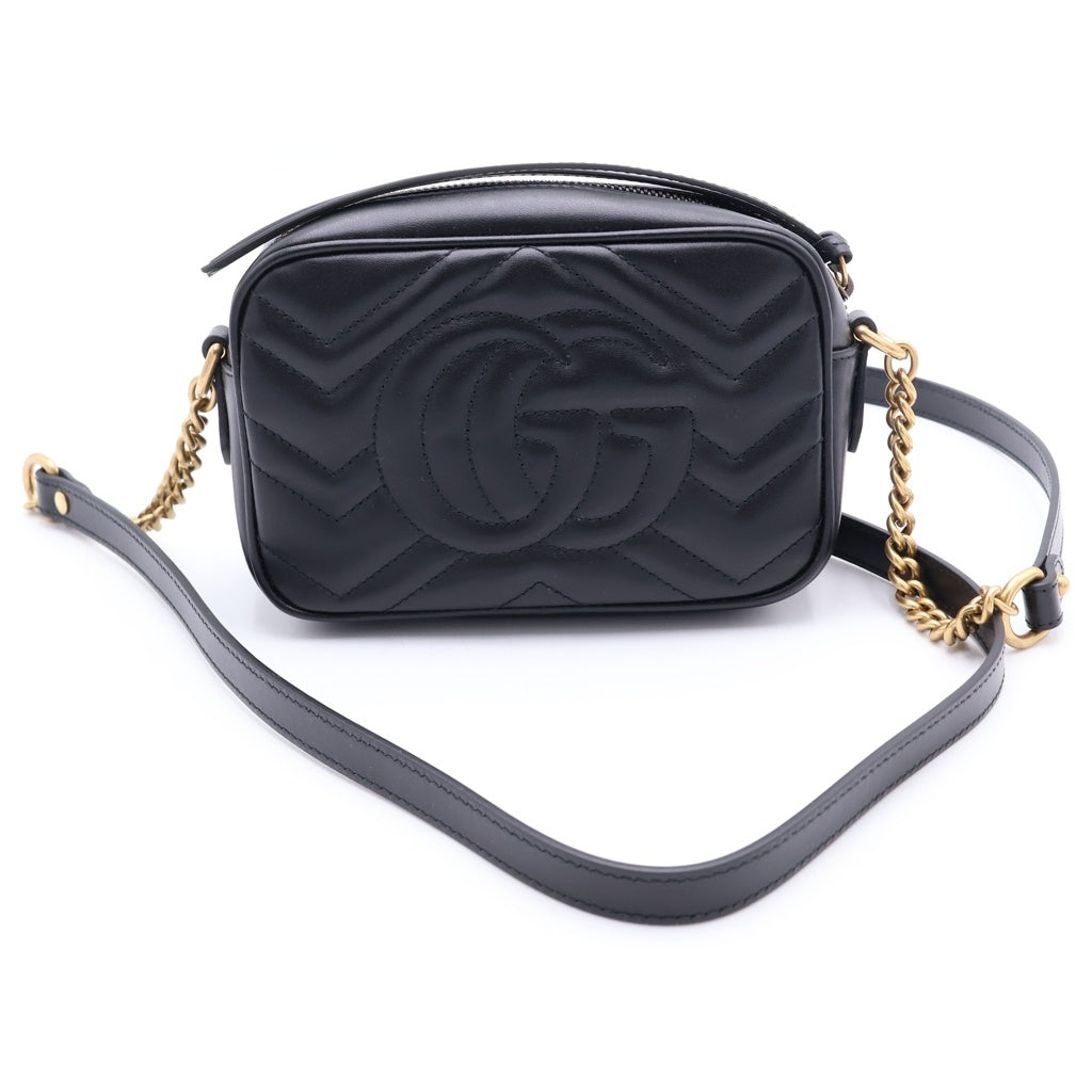 GUCCI(グッチ) GG Marmont Quilting Shoulder Bag GGマーモント キルティング レザーショルダーバッグ ブラック 448065 レディース