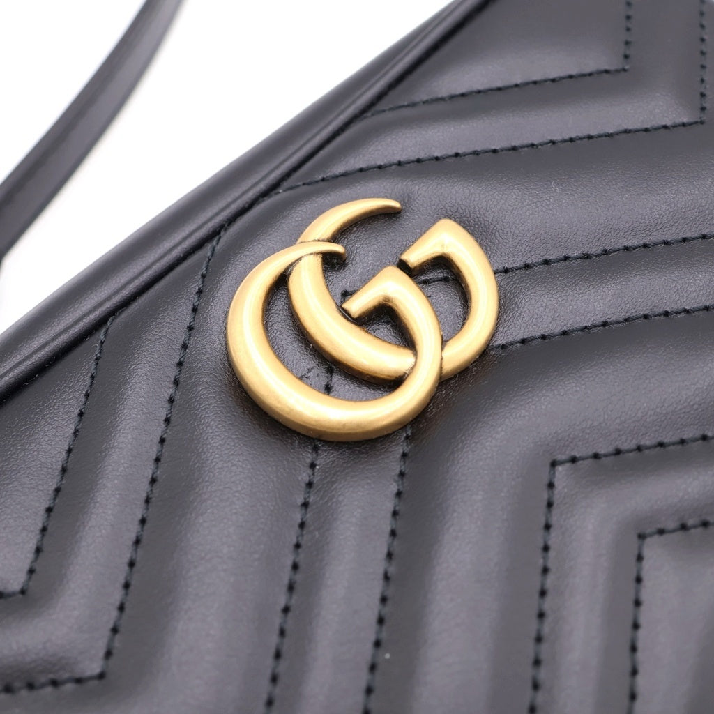 GUCCI(グッチ) GG Marmont Quilting Shoulder Bag GGマーモント キルティング レザーショルダーバッグ ブラック 448065 レディース