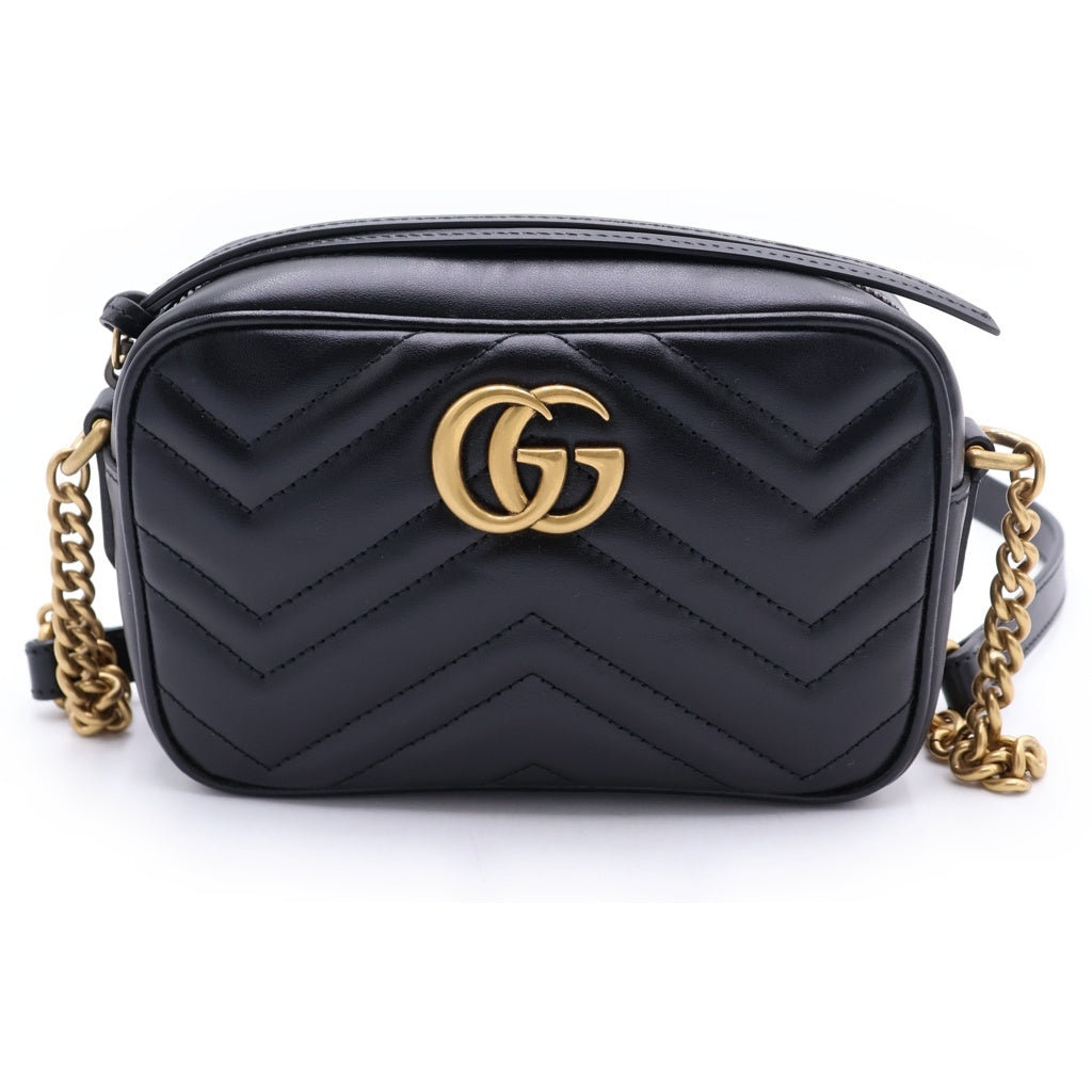 GUCCI(グッチ) GG Marmont Quilting Shoulder Bag GGマーモント キルティング レザーショルダーバッグ ブラック 448065 レディース