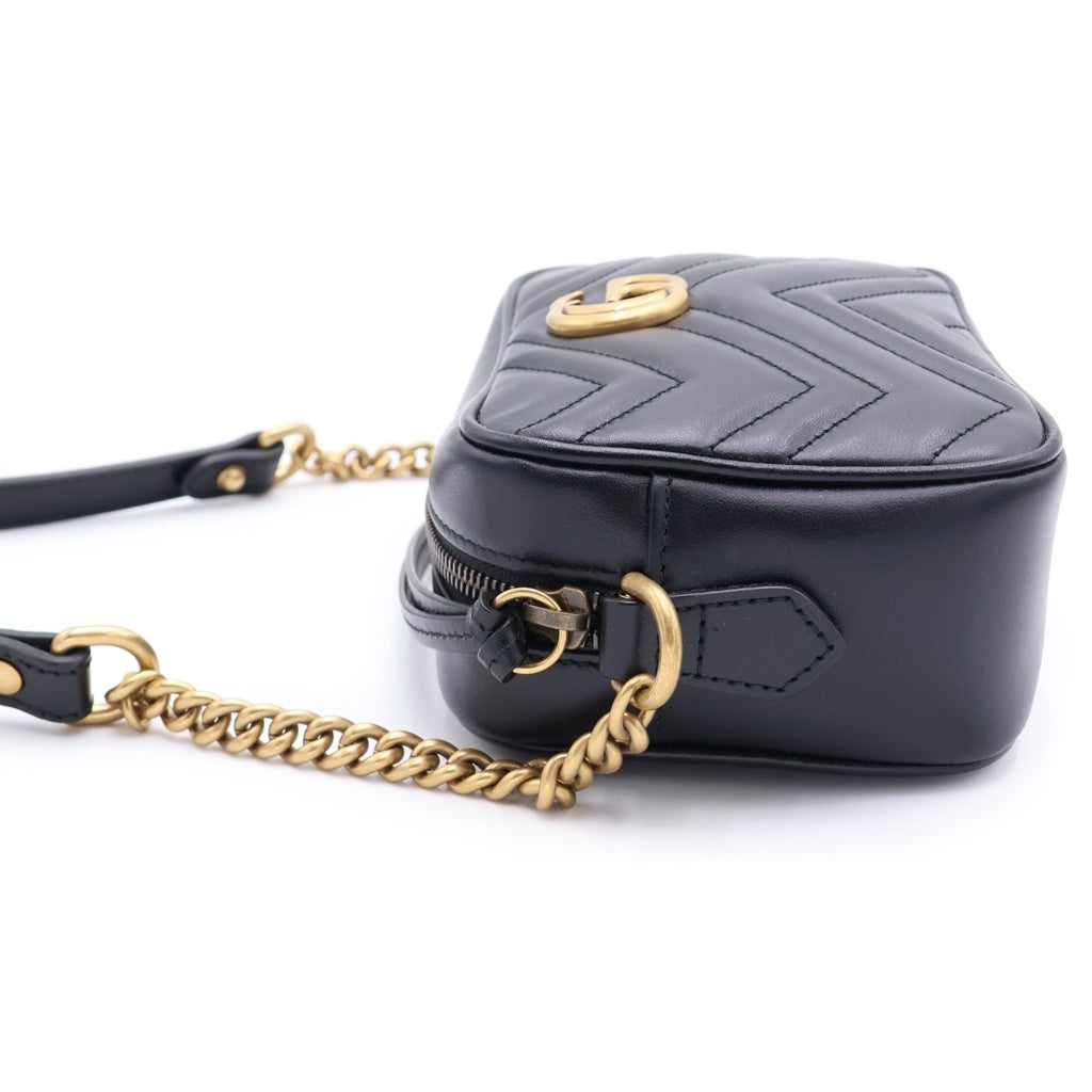 GUCCI(グッチ) GG Marmont Quilting Shoulder Bag GGマーモント キルティング レザーショルダーバッグ ブラック 448065 レディース