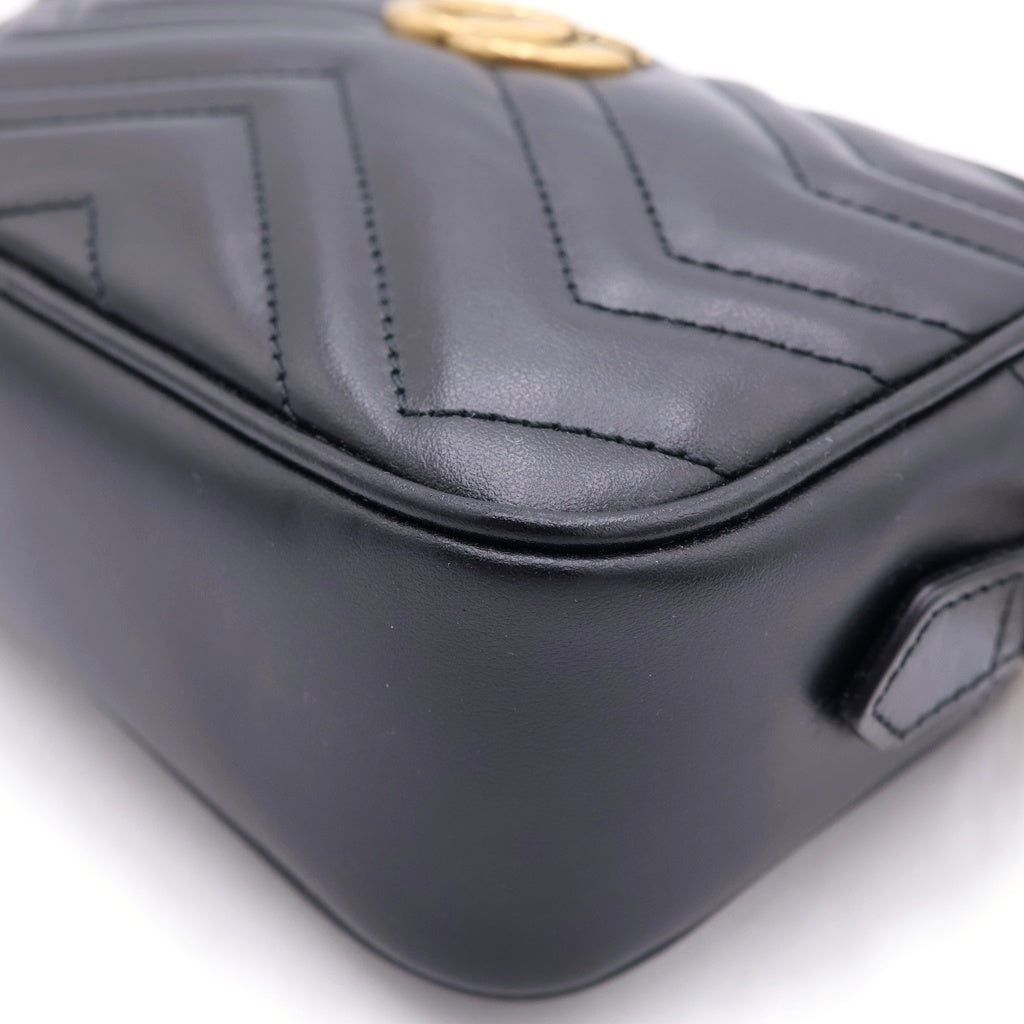 GUCCI(グッチ) GG Marmont Quilting Shoulder Bag GGマーモント キルティング レザーショルダーバッグ ブラック 448065 レディース