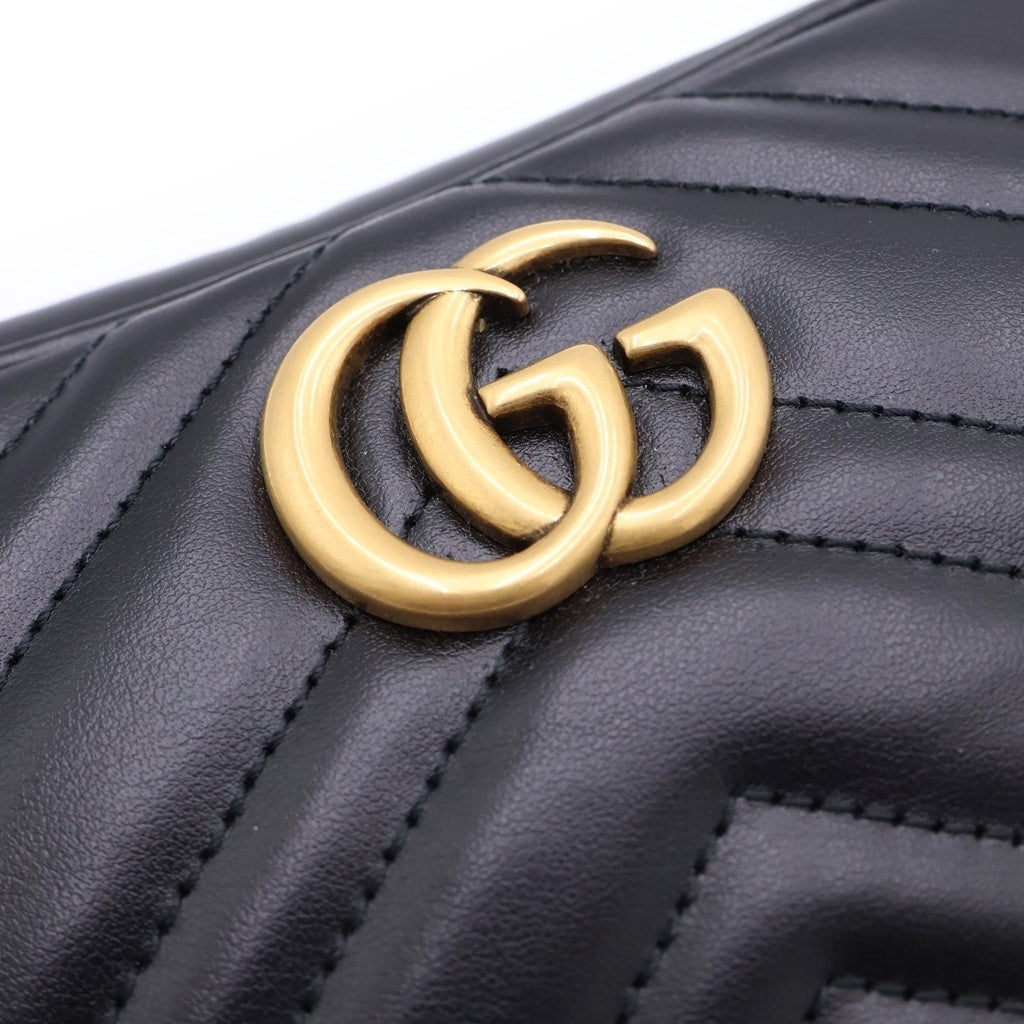 GUCCI(グッチ) GG Marmont Quilting Shoulder Bag GGマーモント キルティング レザーショルダーバッグ ブラック 448065 レディース