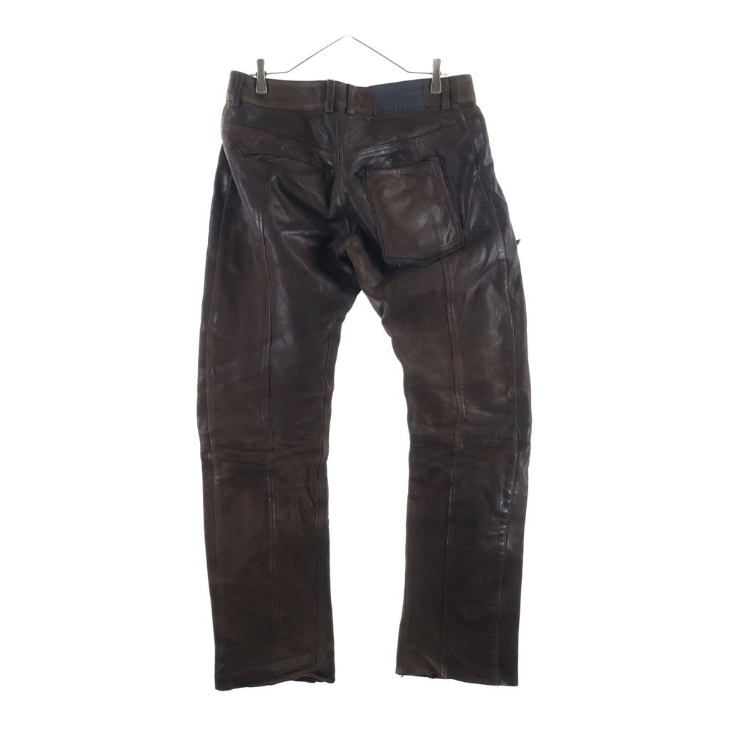 John Galliano(ジョン ガリアーノ) 00s Archive Leather Pants 初期 ゴートスキン切替 レザーロング パンツ 山羊革 ブラウン 2LP-0250 AUR261A