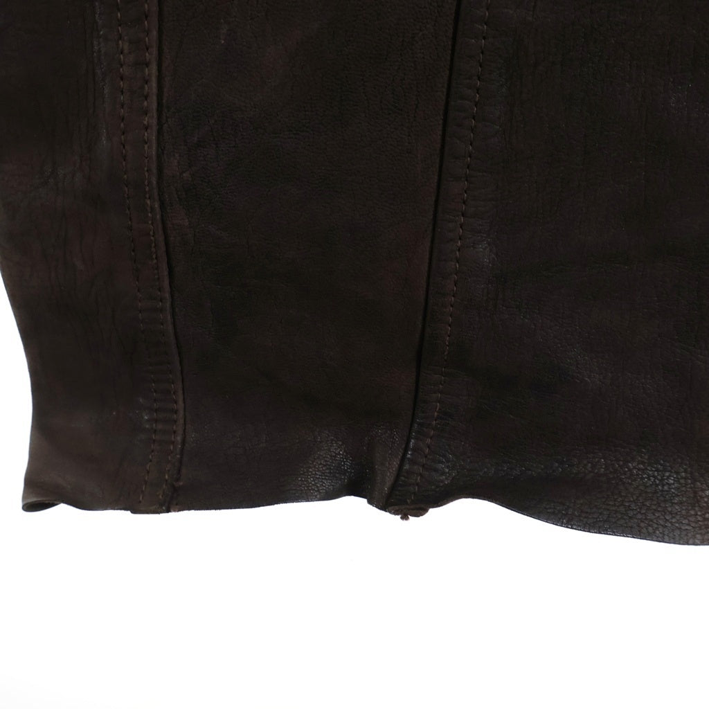 John Galliano(ジョン ガリアーノ) 00s Archive Leather Pants 初期 ゴートスキン切替 レザーロング パンツ 山羊革 ブラウン 2LP-0250 AUR261A