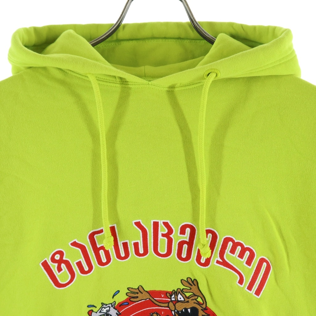 VETEMENTS(ヴェトモン) CARTOON HOODIE カートゥーン フーディー フロント刺繍 プルオーバーパーカー ライトグリーン USS197010