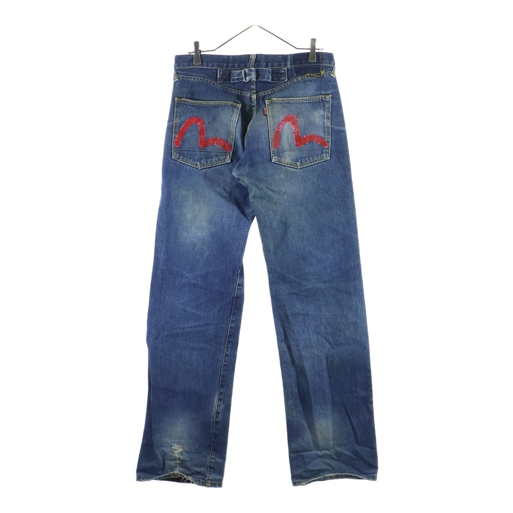 EVISU(エビス) 00s Denim Pants ボタンフライ デニムパンツ ペイント インディゴ