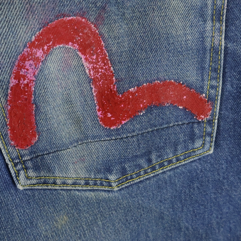 EVISU(エビス) 00s Denim Pants ボタンフライ デニムパンツ ペイント インディゴ
