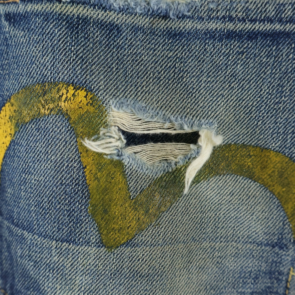 EVISU(エビス) 00s No.2 2000 Denim Pants ボタンフライ デニムパンツ ペイント インディゴ