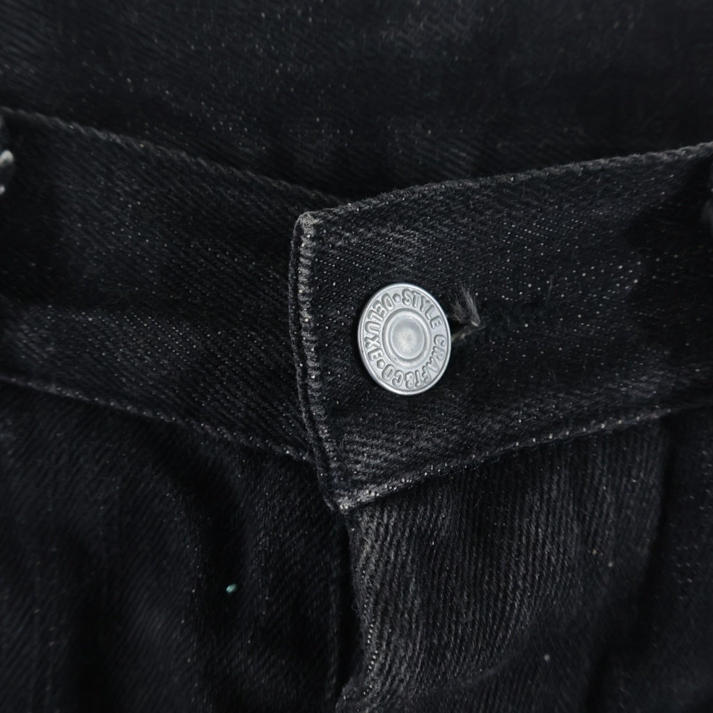 EVISU(エビス) 00s × BEAMS 2000 Denim Pants ボタンフライ デニムパンツ ペイント ブラック