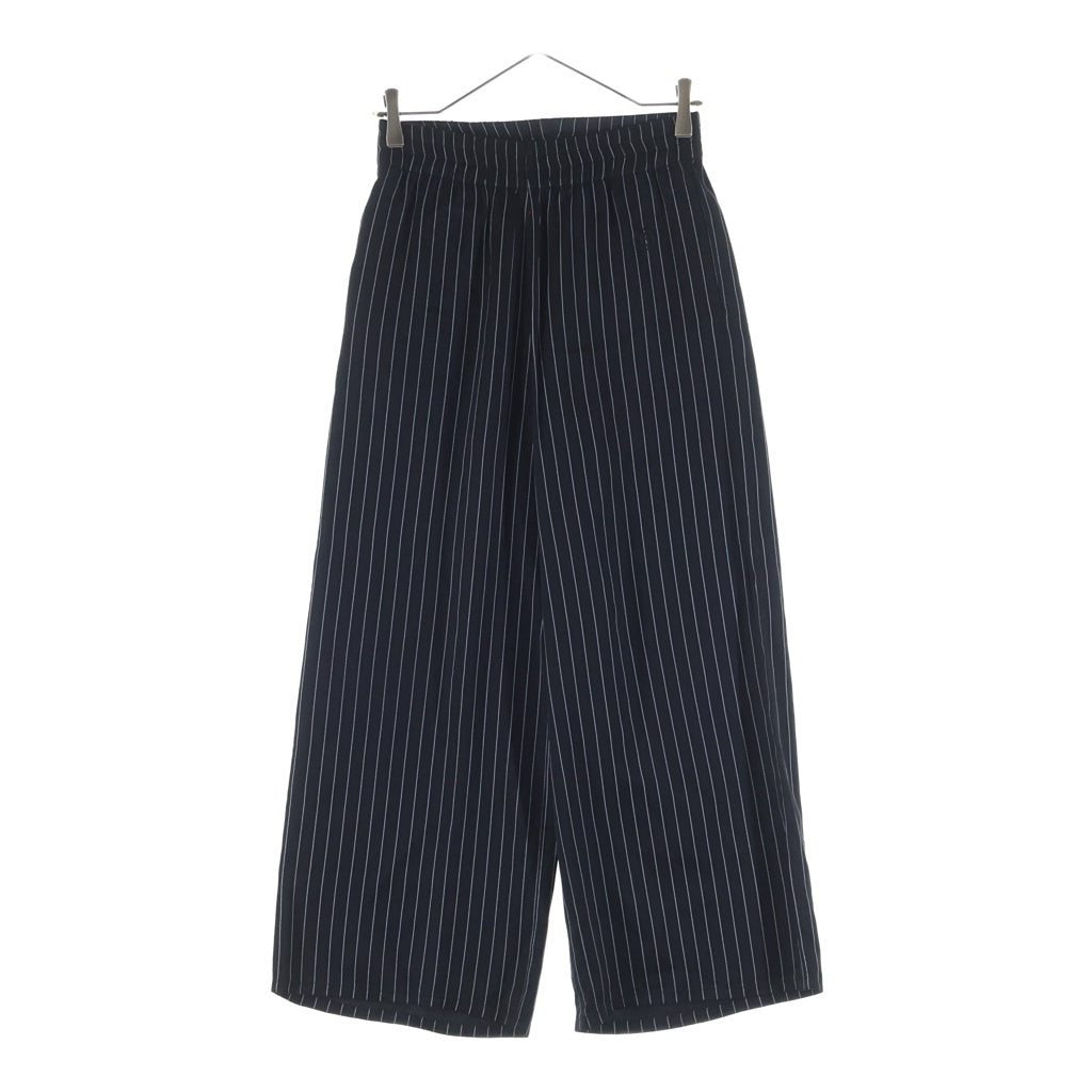 MM6 Maison Margiela(エムエムシックスメゾンマルジェラ) 22AW Straight Wide Pants ストライプ レーヨンワイドパンツ イージーパンツ ブラック レディース S62KB0144