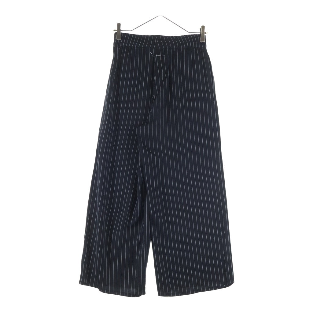 MM6 Maison Margiela(エムエムシックスメゾンマルジェラ) 22AW Straight Wide Pants ストライプ レーヨンワイドパンツ イージーパンツ ブラック レディース S62KB0144