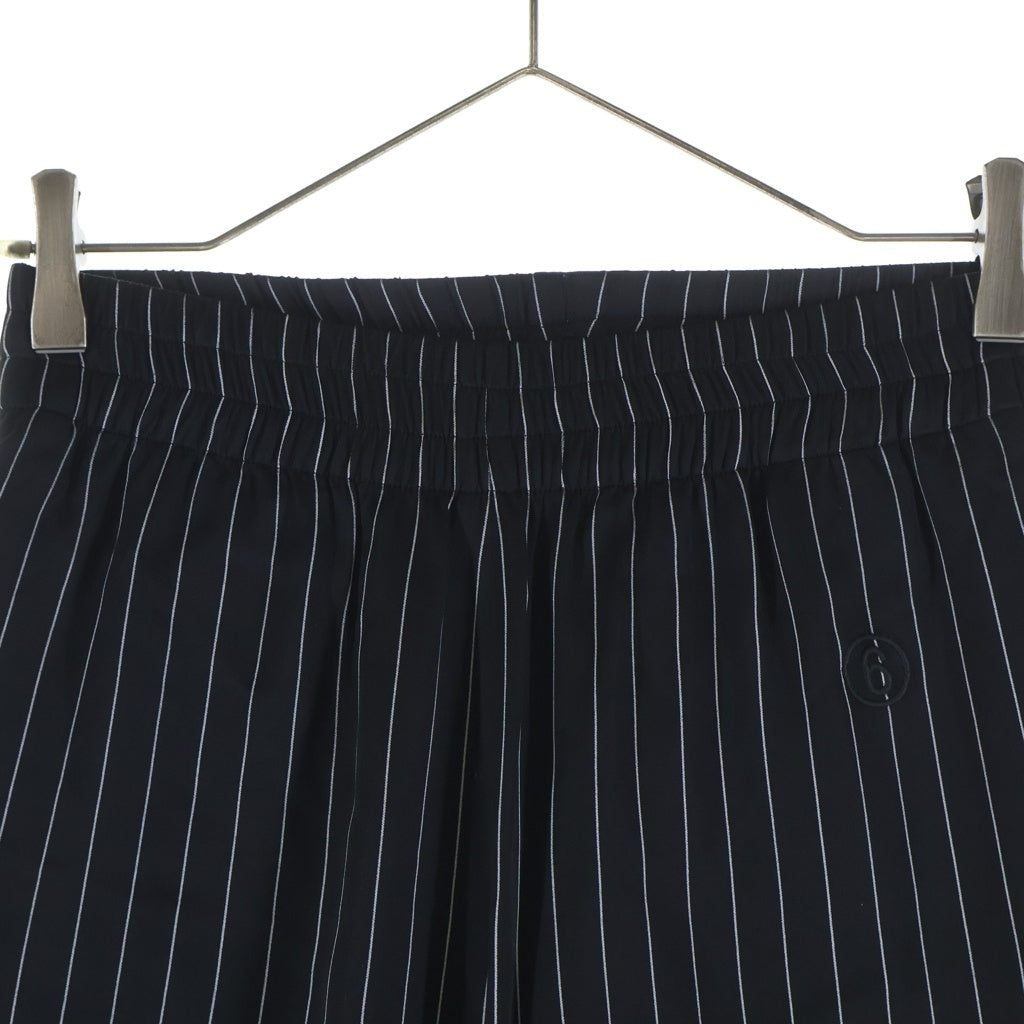 MM6 Maison Margiela(エムエムシックスメゾンマルジェラ) 22AW Straight Wide Pants ストライプ レーヨンワイドパンツ イージーパンツ ブラック レディース S62KB0144