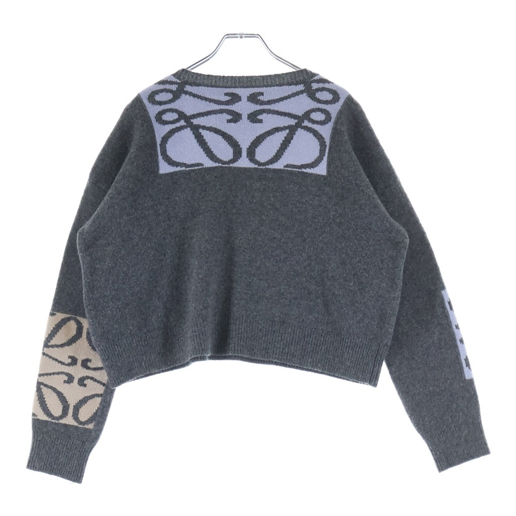 LOEWE(ロエベ) Anagram Jacquard Wool Knit Sweater アナグラム ジャガード クルーネックウールニットセーター グレー レディース S359Y14KCY