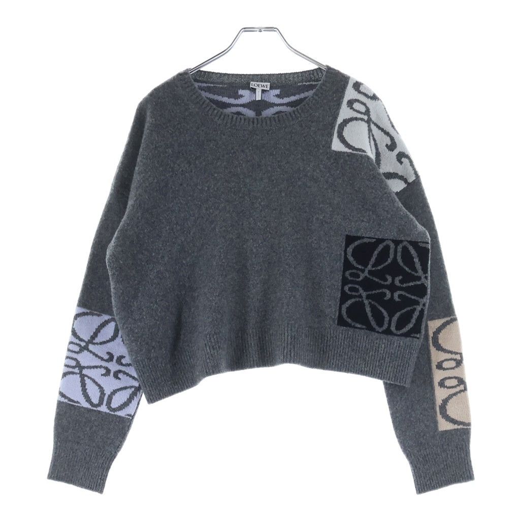 LOEWE(ロエベ) Anagram Jacquard Wool Knit Sweater アナグラム ジャガード クルーネックウールニットセーター グレー レディース S359Y14KCY