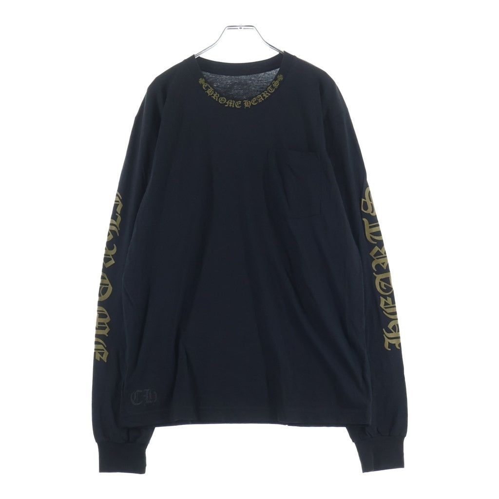 CHROME HEARTS(クロムハーツ) CH L/S 1 ネックロゴプリント ロングスリーブ 長袖Tシャツ カットソー ブラック/ブラウン