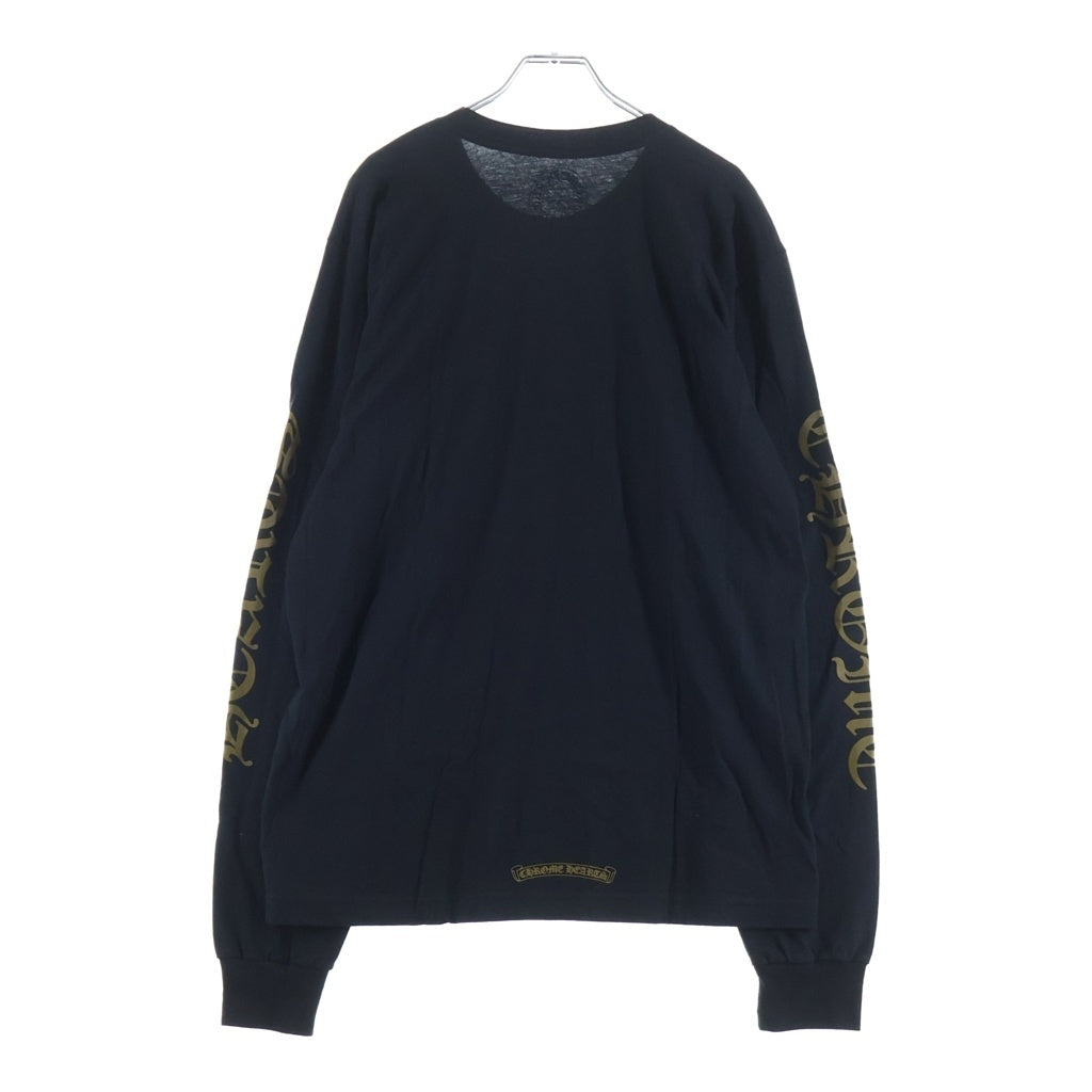 CHROME HEARTS(クロムハーツ) CH L/S 1 ネックロゴプリント ロングスリーブ 長袖Tシャツ カットソー ブラック/ブラウン