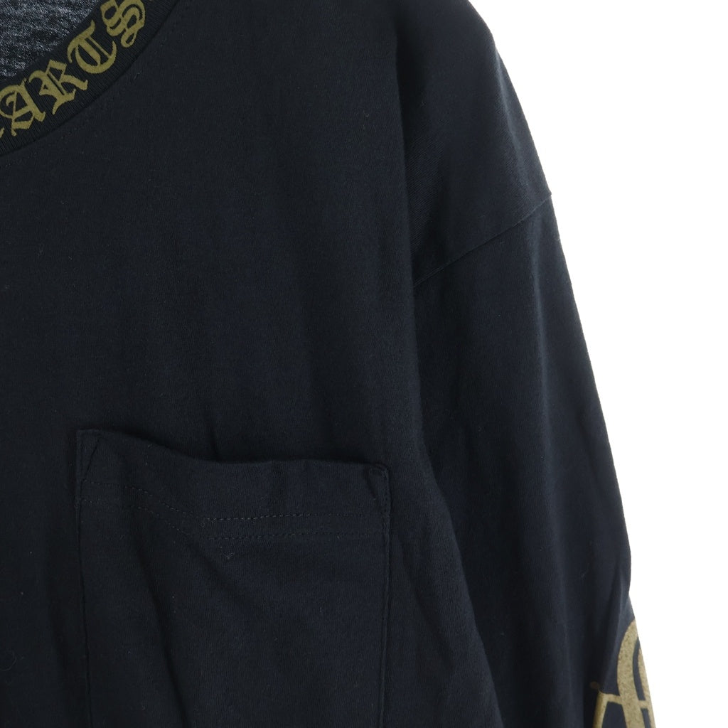 CHROME HEARTS(クロムハーツ) CH L/S 1 ネックロゴプリント ロングスリーブ 長袖Tシャツ カットソー ブラック/ブラウン