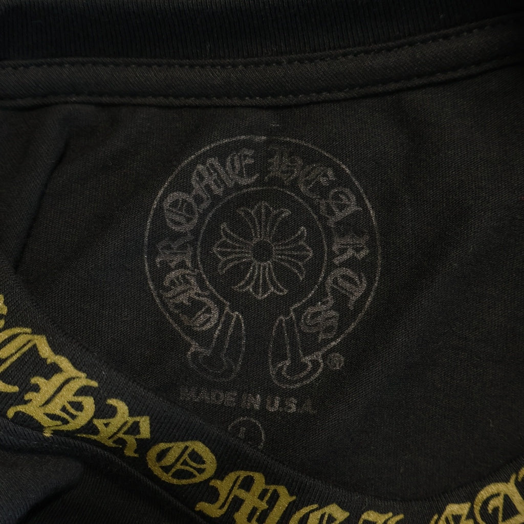 CHROME HEARTS(クロムハーツ) CH L/S 1 ネックロゴプリント ロングスリーブ 長袖Tシャツ カットソー ブラック/ブラウン