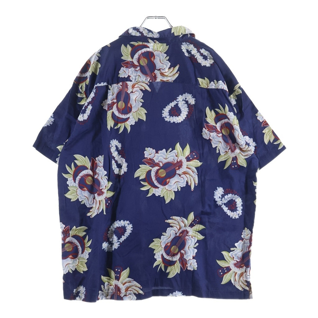 pataloha(パタロハ) Aloha Shirt ウクレレ柄 アロハシャツ 半袖シャツ ネイビー