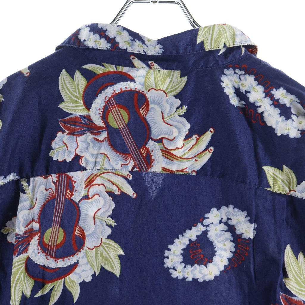 pataloha(パタロハ) Aloha Shirt ウクレレ柄 アロハシャツ 半袖シャツ ネイビー