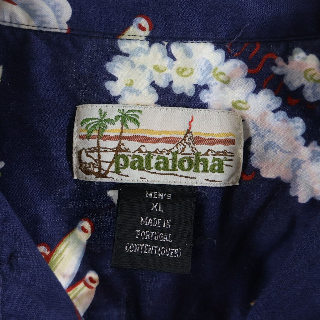 pataloha(パタロハ) Aloha Shirt ウクレレ柄 アロハシャツ 半袖シャツ ネイビー