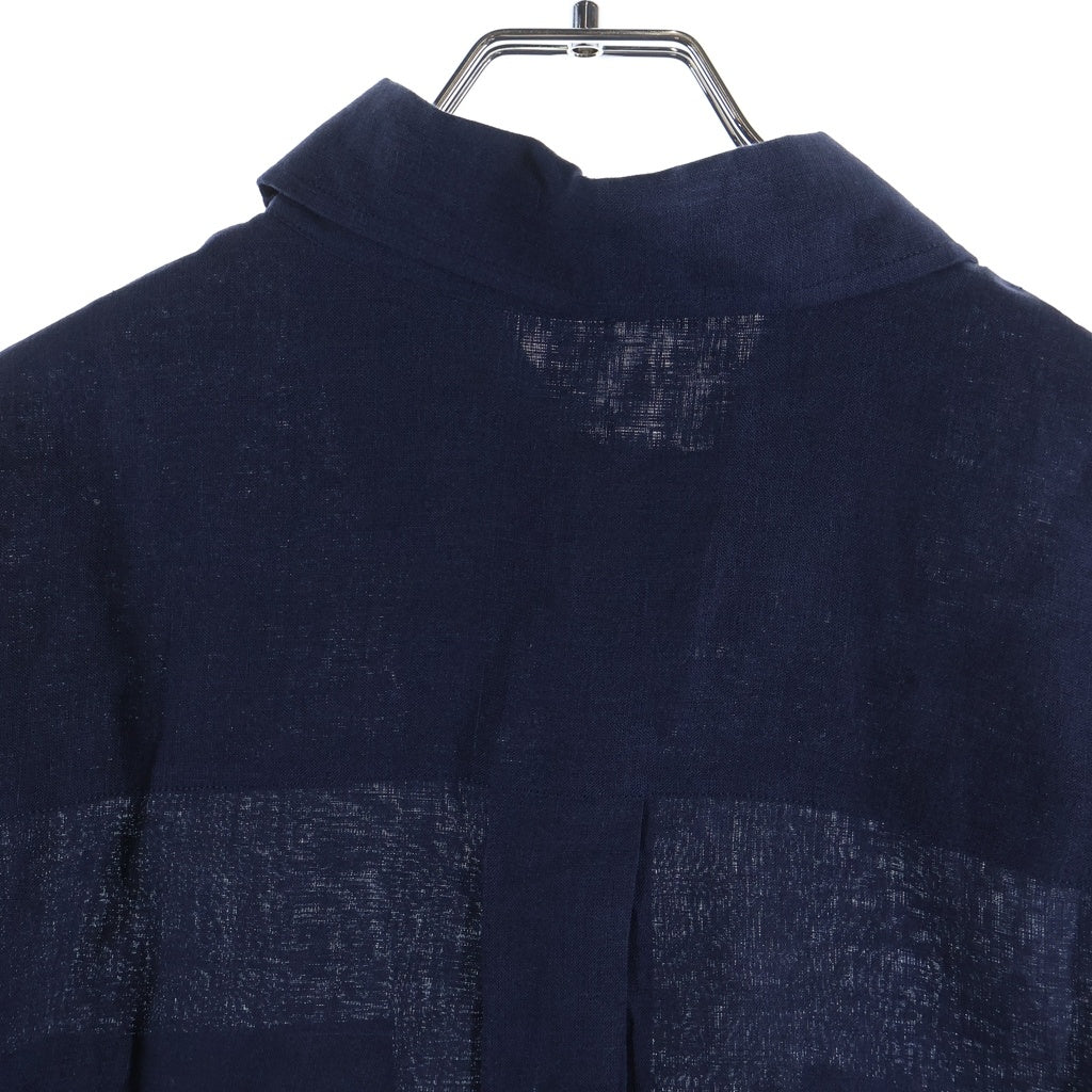 VALENTINO(ヴァレンティノ) LINEN HALF BUTTON SS SHIRT 金ボタン リネン ハーフボタン半袖シャツ ネイビー 7V3AAF25AT7