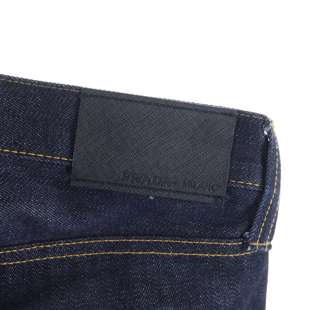 PRADA(プラダ) CLASSIC FIT DENIM JEANS セルビッチデニムパンツ レザーロゴパッチ ボタンフライ インディゴ GEP318