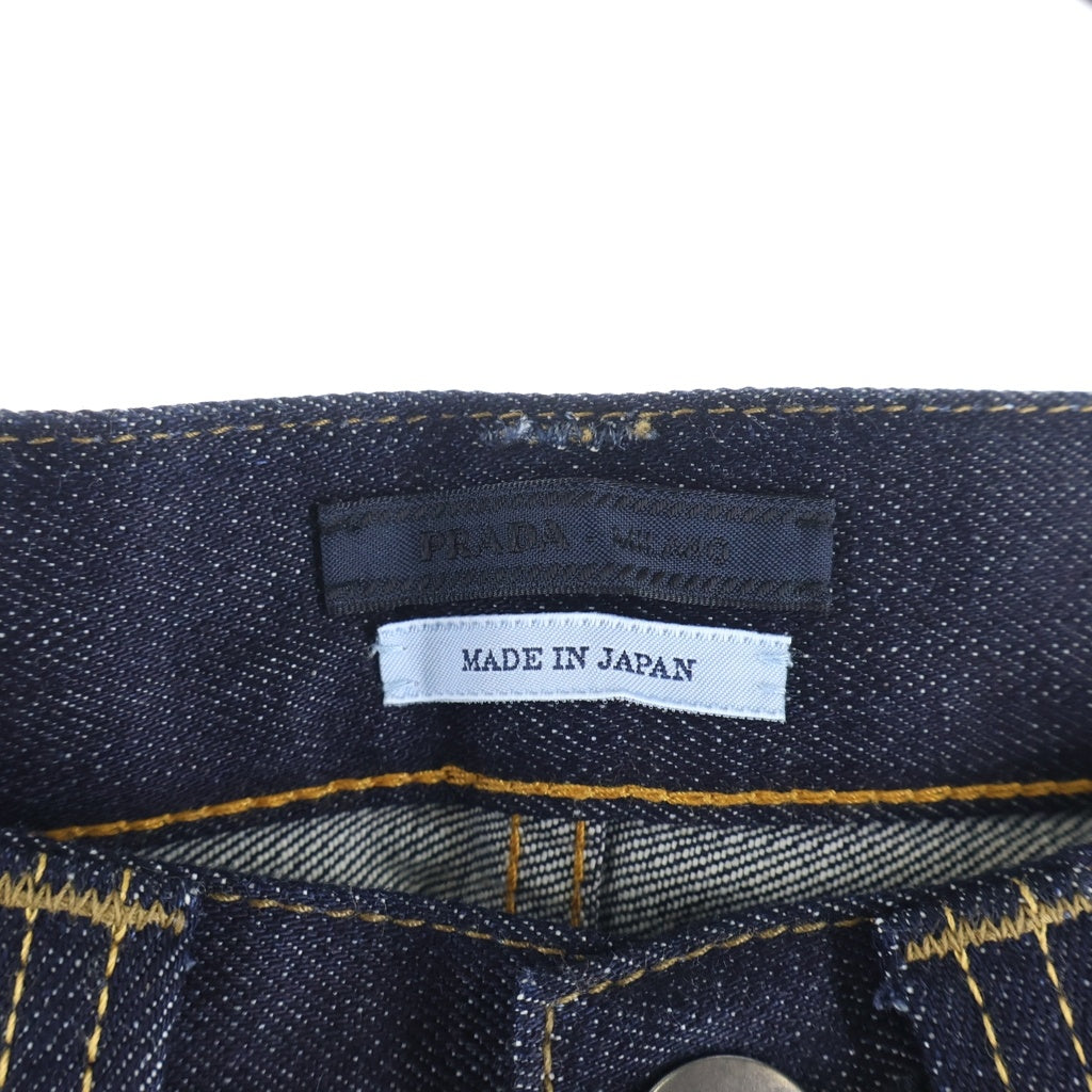 PRADA(プラダ) CLASSIC FIT DENIM JEANS セルビッチデニムパンツ レザーロゴパッチ ボタンフライ インディゴ GEP318