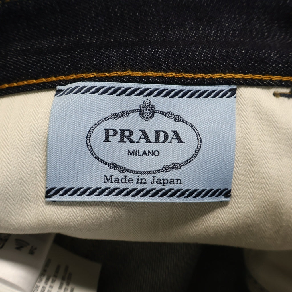 PRADA(プラダ) CLASSIC FIT DENIM JEANS セルビッチデニムパンツ レザーロゴパッチ ボタンフライ インディゴ GEP318