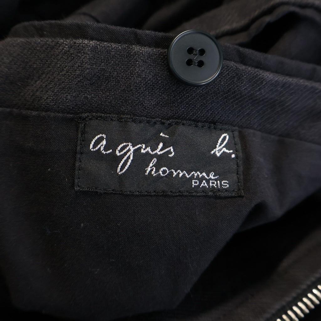 agnes b. homme(アニエスベーオム) フランス製 スタンドカラー ジップアップブルゾン ジャケット ブラック