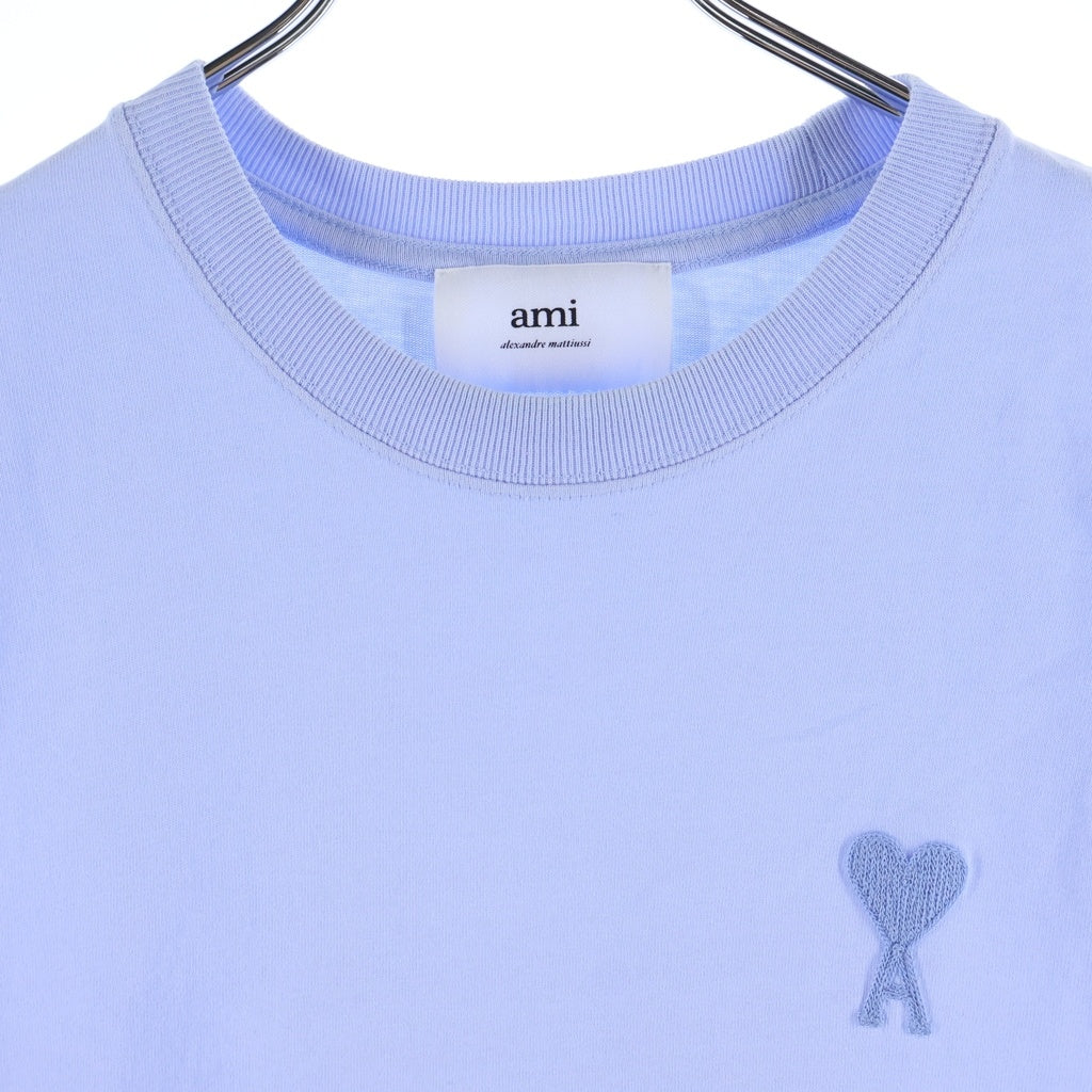 AMI Alexandre Mattiussi(アミアレクサンドルマテュッシ) T-Shirt ハートロゴ刺繍 半袖Tシャツ ブルー UTS004.726
