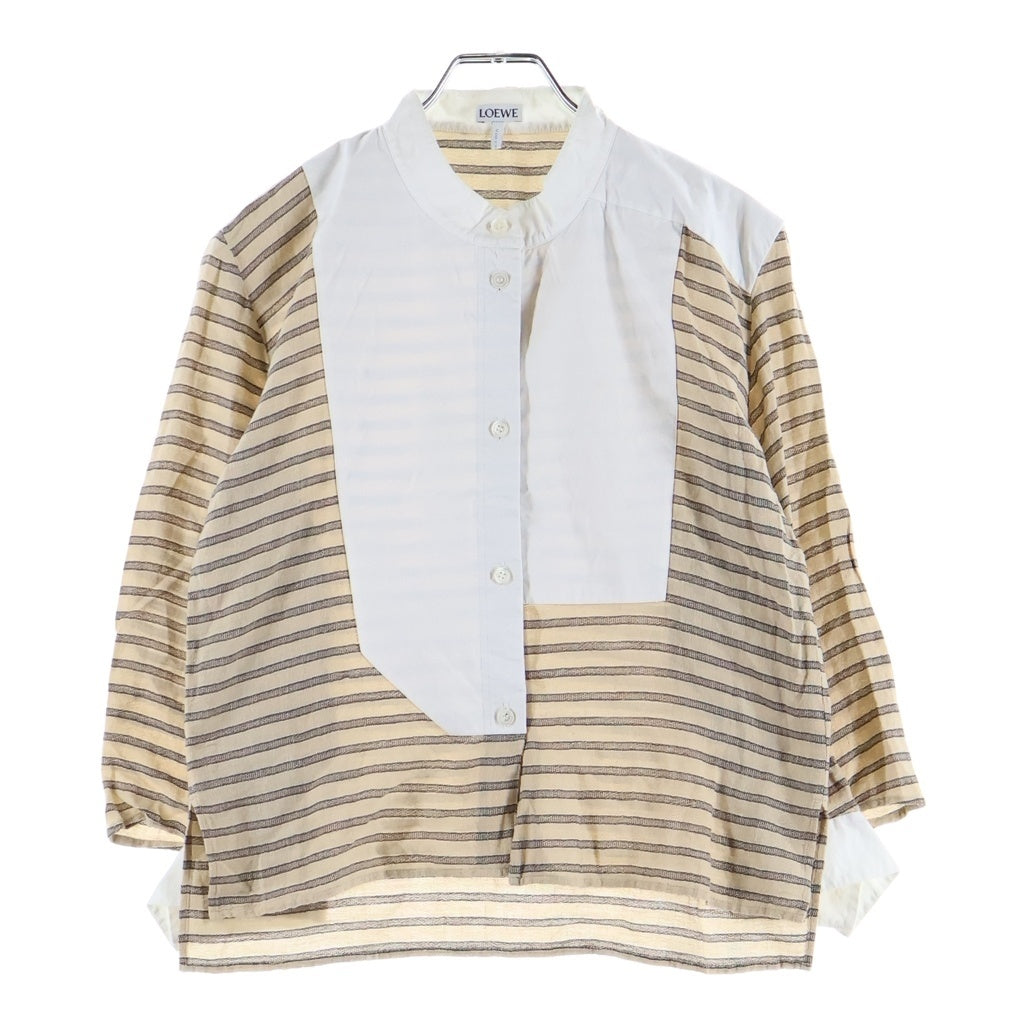LOEWE(ロエベ) Stripe Shirt スタンドカラー ボーダー長袖シャツ ベージュ S2299320AK レディース