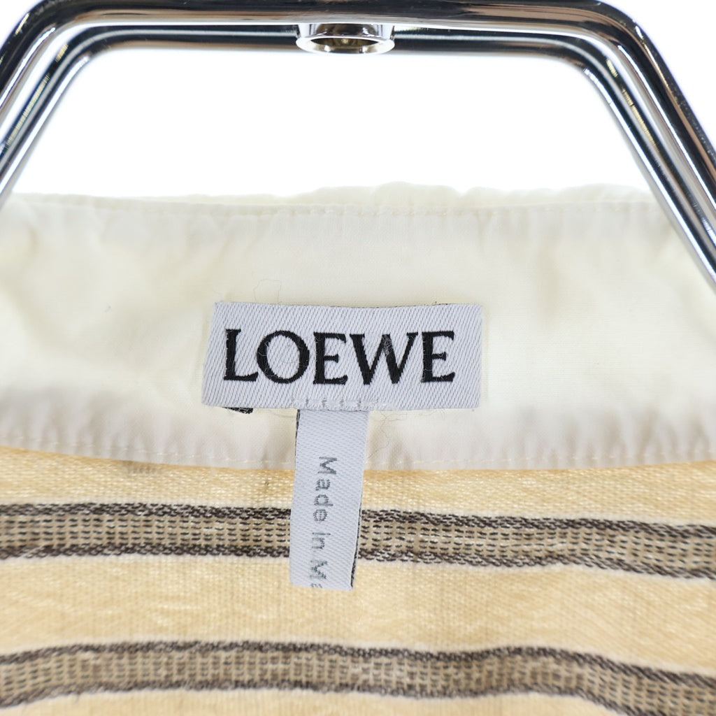 LOEWE(ロエベ) Stripe Shirt スタンドカラー ボーダー長袖シャツ ベージュ S2299320AK レディース