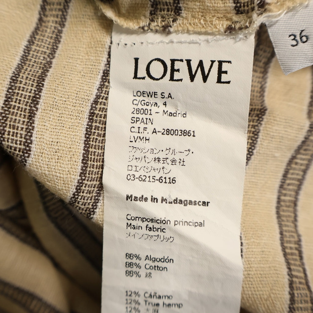 LOEWE(ロエベ) Stripe Shirt スタンドカラー ボーダー長袖シャツ ベージュ S2299320AK レディース
