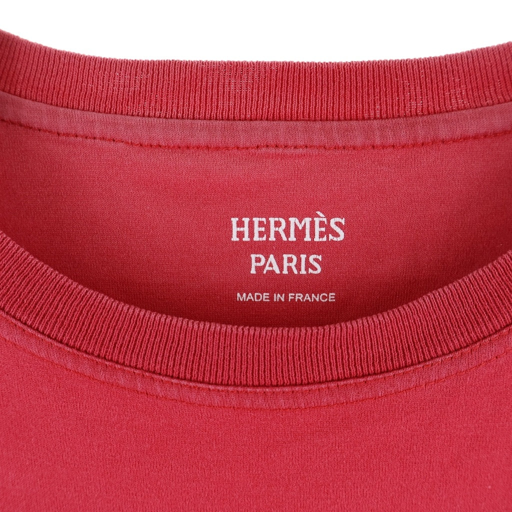 HERMES(エルメス) T-Shirt クロシェット ロゴ刺繍 半袖Tシャツ ワンピース ドレス レッド レディース