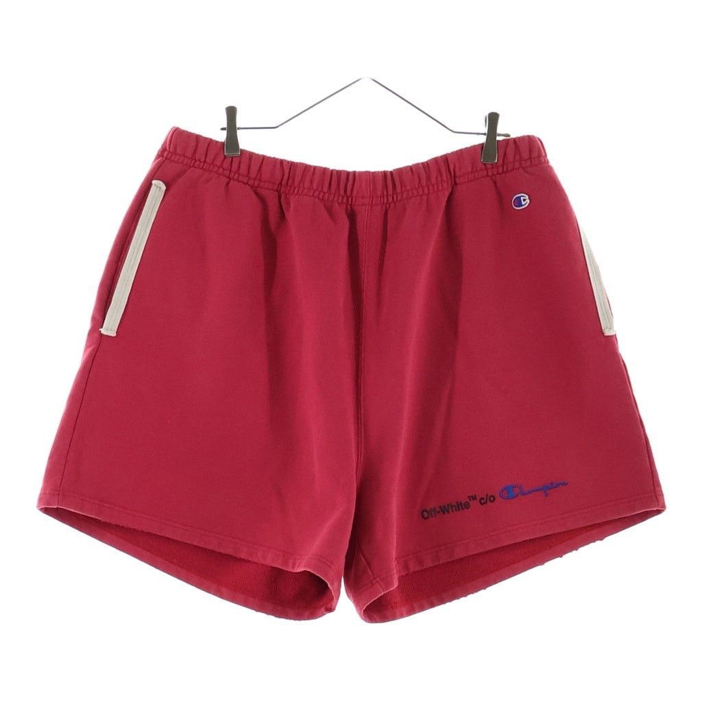 OFF-WHITE(オフホワイト) 18SS Champion Sweat Half Pants チャンピオン ロゴ刺繍 スウェットハーフパンツ ショーツ レッド OMCI001S18875048