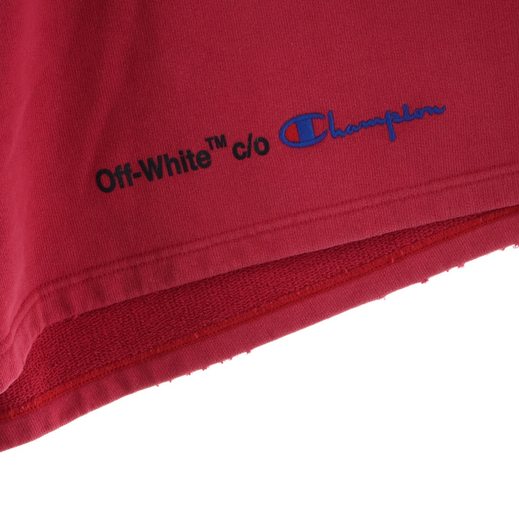OFF-WHITE(オフホワイト) 18SS Champion Sweat Half Pants チャンピオン ロゴ刺繍 スウェットハーフパンツ ショーツ レッド OMCI001S18875048