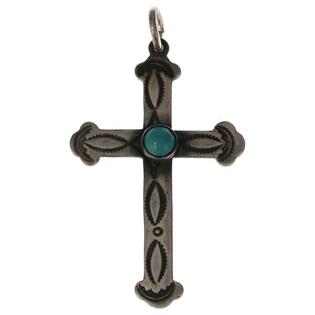 VINTAGE(ヴィンテージ) Turquoise Cross Top ターコイズ クロス ペンダントトップ シルバー