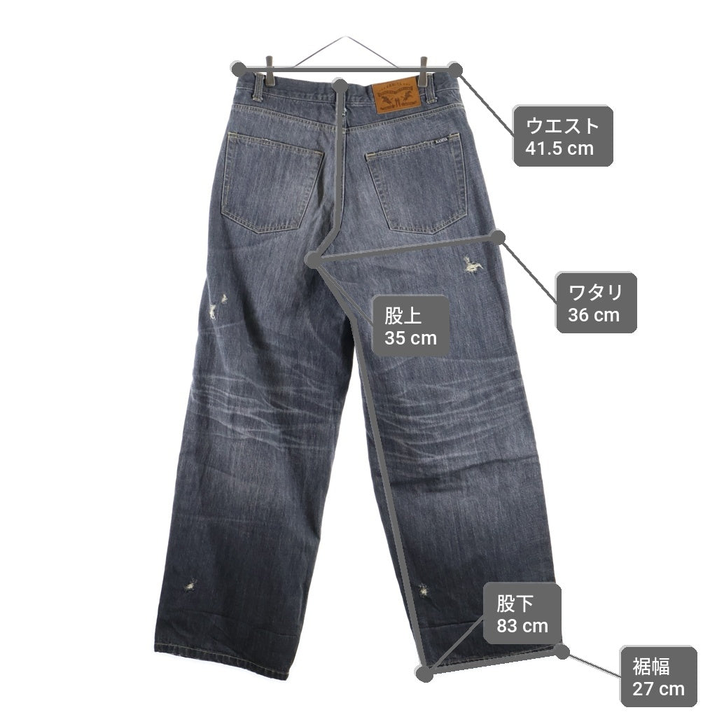 KAMIYA(カミヤ) Denim Wide Pants G14PT036 ダメージ加工 デニムワイド パンツ ブラック