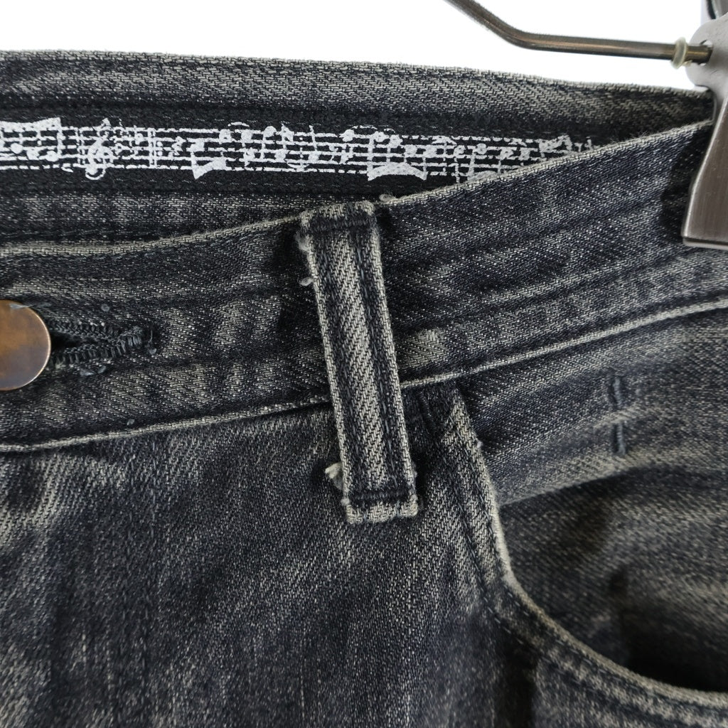 NUMBER (N)INE(ナンバーナイン) 07AW ARCHIVE ABOUT A BOY DENIM PANTS アーカイブ ハート涙パッチ音符デニム ジーンズ ブラック F07-NNP001A