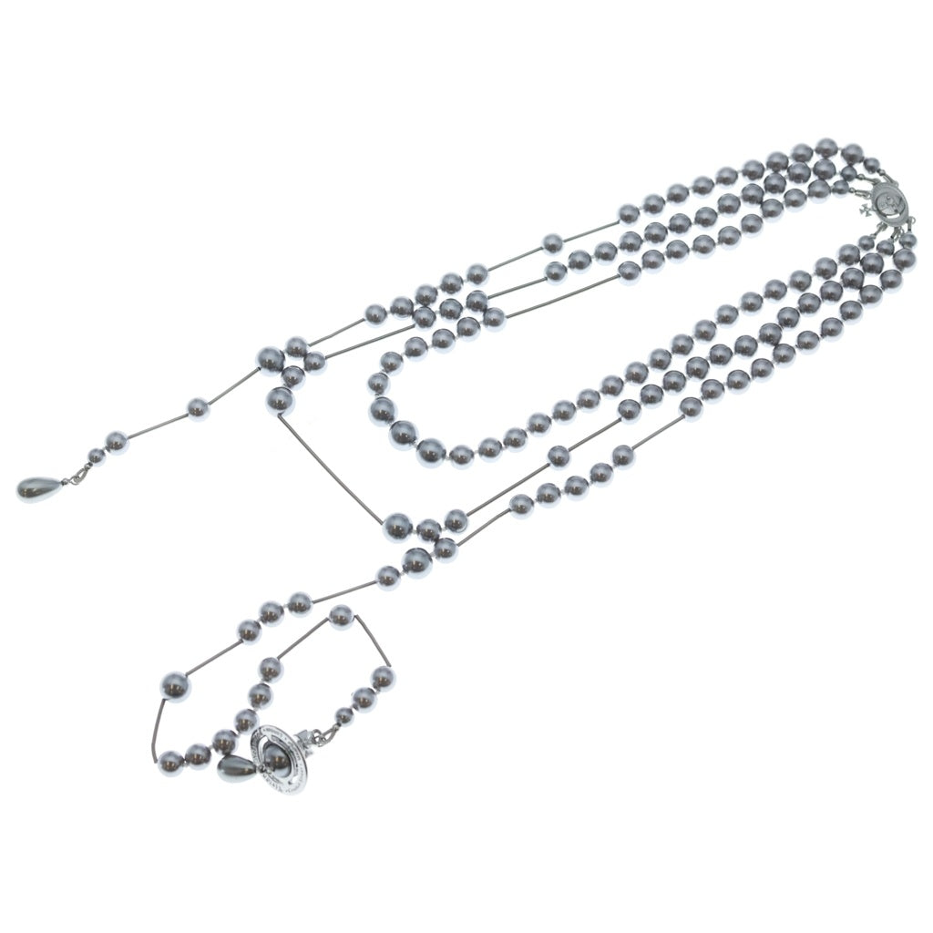 Vivienne Westwood(ヴィヴィアンウエストウッド) BROKEN PEARL LONG NECKLACE ブロークン パール ネックレス パープル レディース
