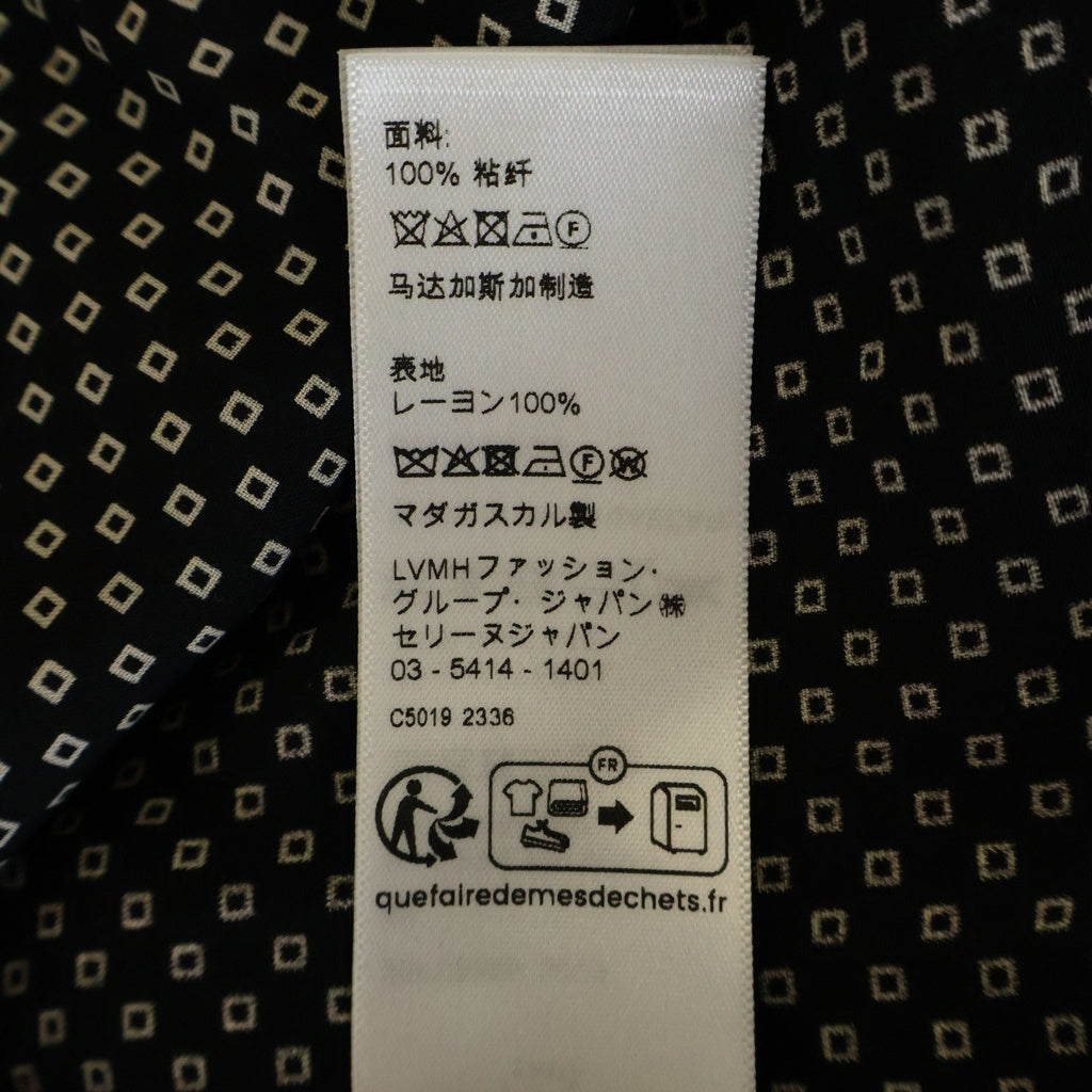 CELINE(セリーヌ) Hedi Period Rayon Shirt 総柄レーヨン 長袖シャツ ブラック 20FC5359I