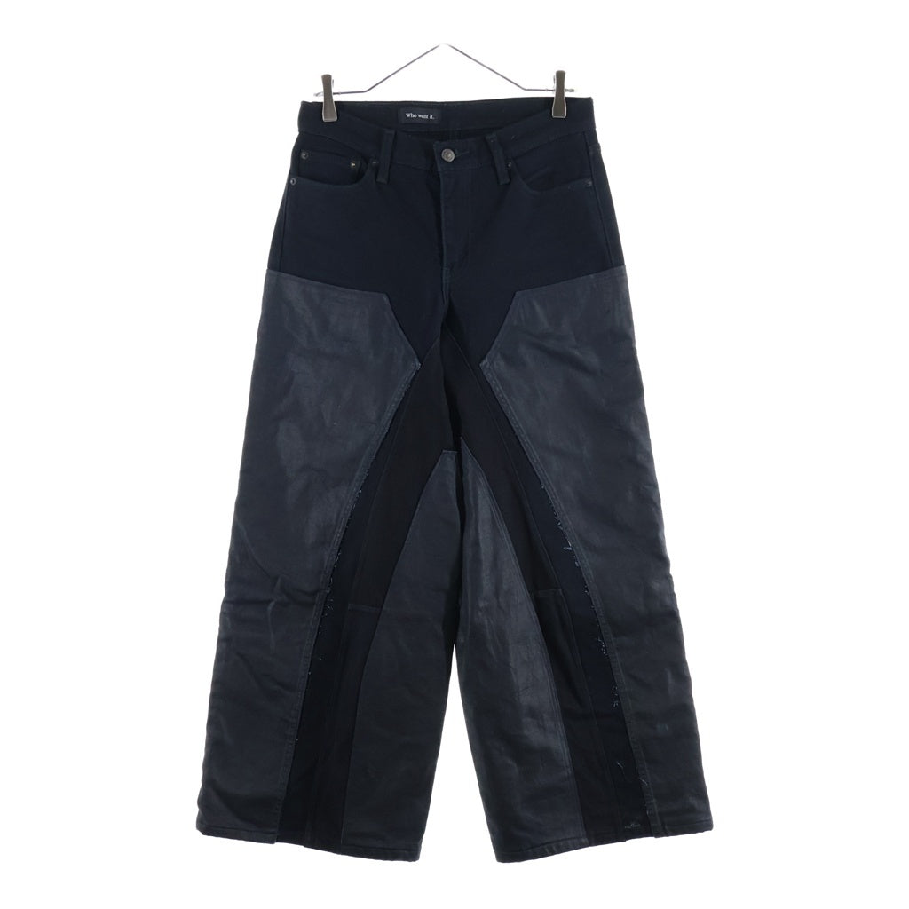 NO BRAND(ノーブランド) Who want it.(フーワントイット) Denim Flare Pants 再構築 デニムフレアパンツ ブラック