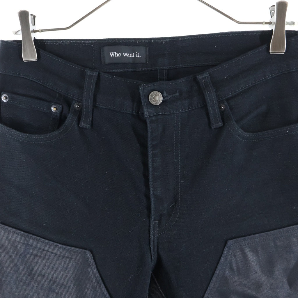 NO BRAND(ノーブランド) Who want it.(フーワントイット) Denim Flare Pants 再構築 デニムフレアパンツ ブラック