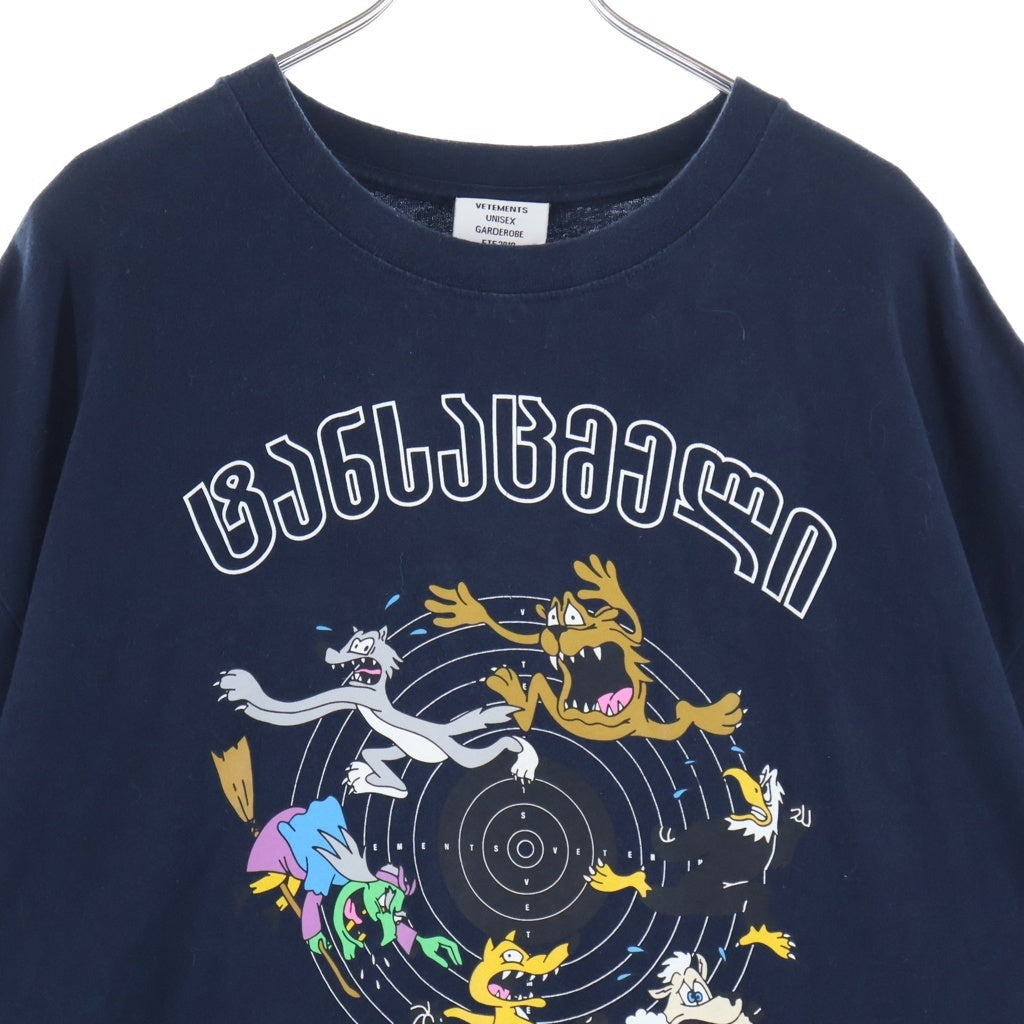 VETEMENTS(ヴェトモン) 19SS Cartoon Print Tee カートゥーン 半袖Tシャツ カットソー ネイビー USS197070