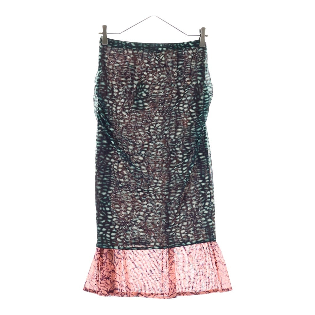 DRIES VAN NOTEN(ドリスヴァンノッテン) HOMOA SHORT PR 1619WK.SKIRT レイヤードメッシュ スカート 総柄 グリーン/ピンク レディース