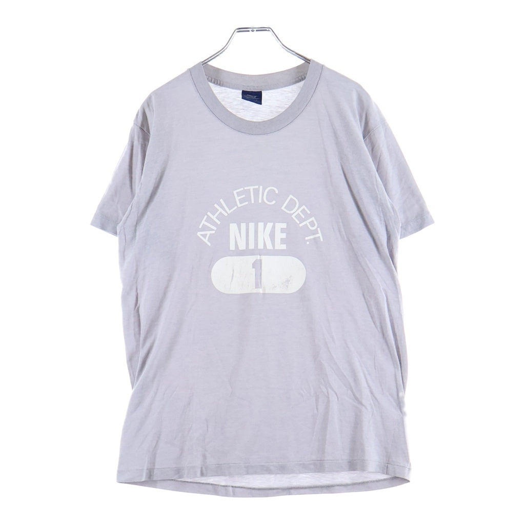 NIKE(ナイキ) 80S VINTAGE ATHRETIC DEPT PRINT S/S TEE ヴィンテージ アーチロゴ フロントプリント半袖Tシャツ カットソー 紺タグ グレー