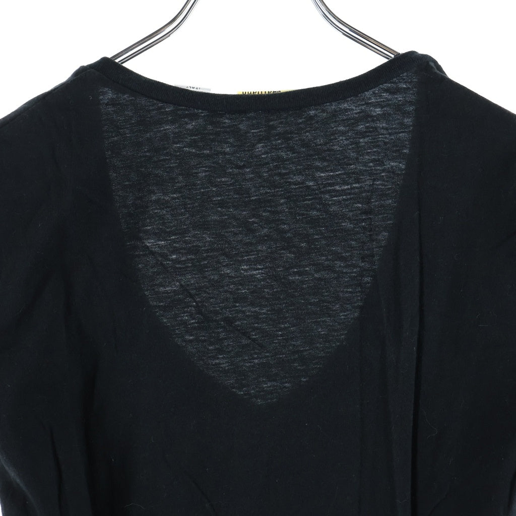 John Galliano(ジョン ガリアーノ) Graphic Print Tee Vネック グラフィックプリント 半袖Tシャツ カットソー ブラック AUL722S